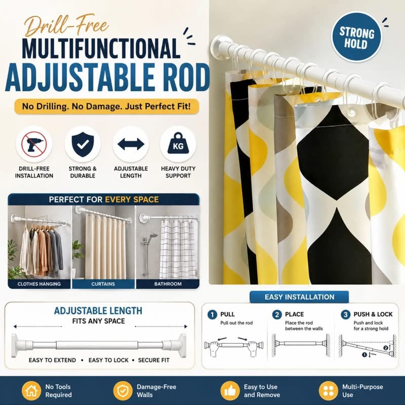 Drill-Free Multifunctional Adjustable Rod